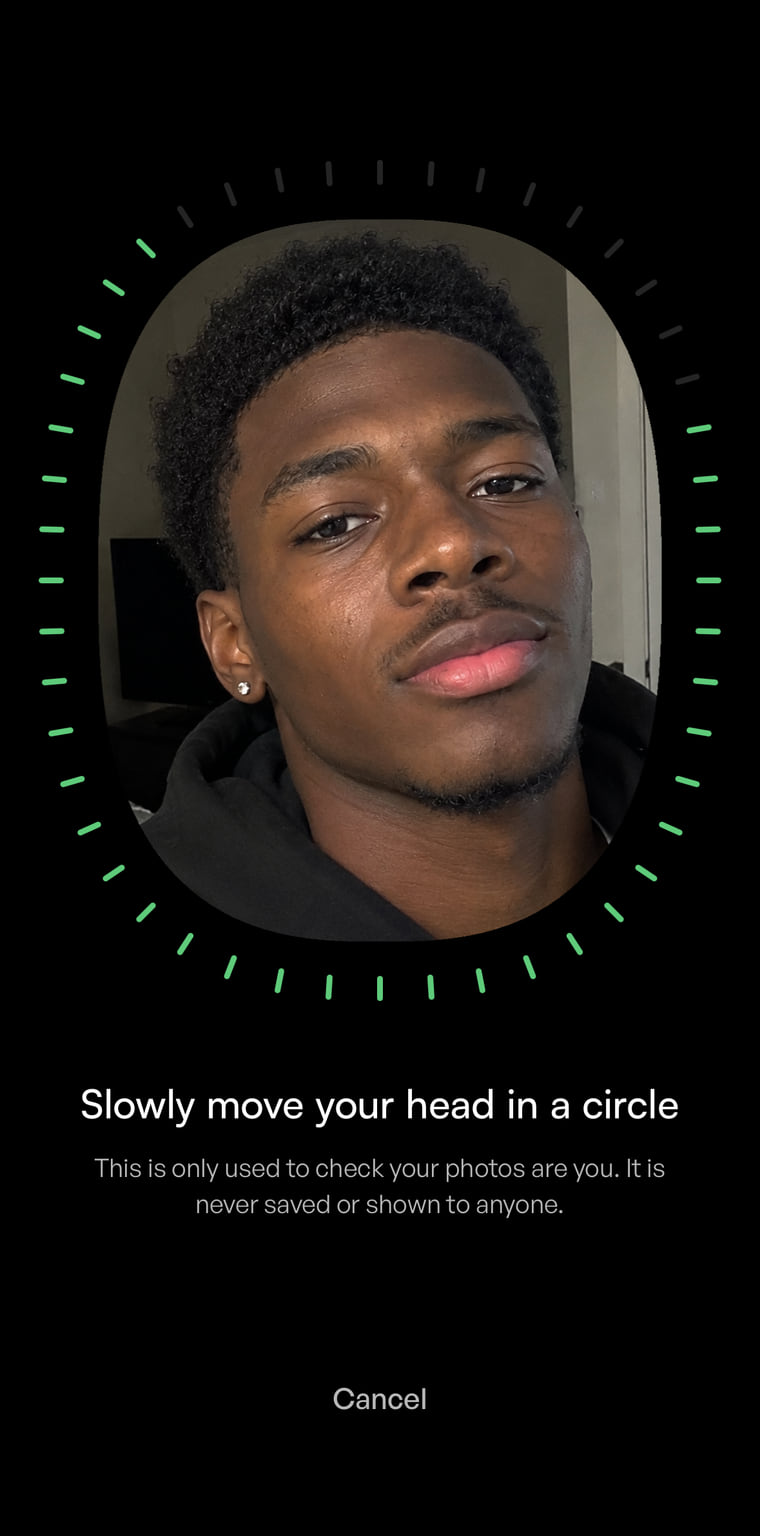The face scan that verifies a profile's photos.