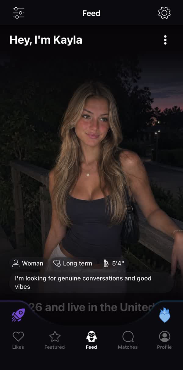 Scrolling through a profile in the Elsewhere app, then liking it